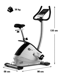 Dimensiones de la bicicleta estática BH FITNESS ONYX Program GSG