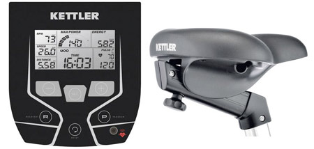 Pantalla LCD y sillín de la bicicleta estática ergométrica Kettler EX 4